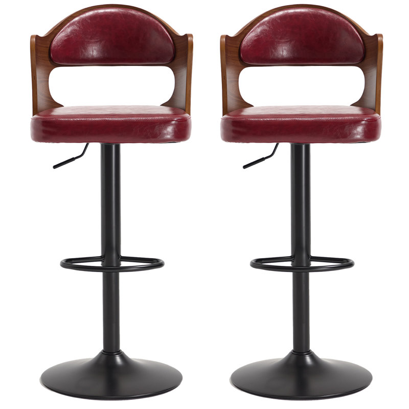 Ensemble de 2 tabourets de bar Modern, Rouge vin