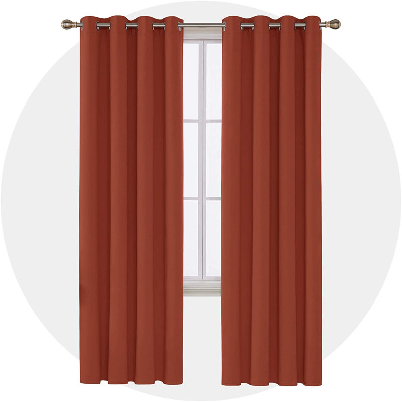 Borunda Room Darkening Curtain Single Panel, 26" W x 63" L, Orange Red