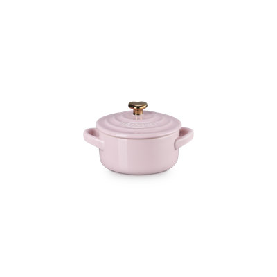 Le Creuset Stoneware Mini Round Cocotte With Gold Heart Knob, 8 Oz. - Chiffon Pink