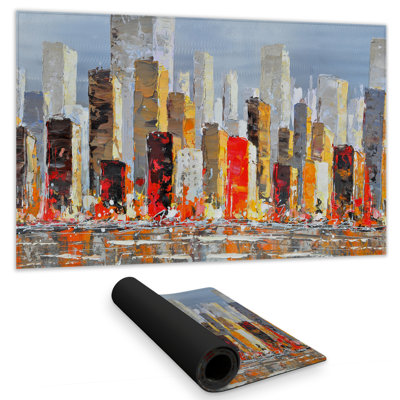 Buildings with Water Reflection Gaming Mat | Home Decor