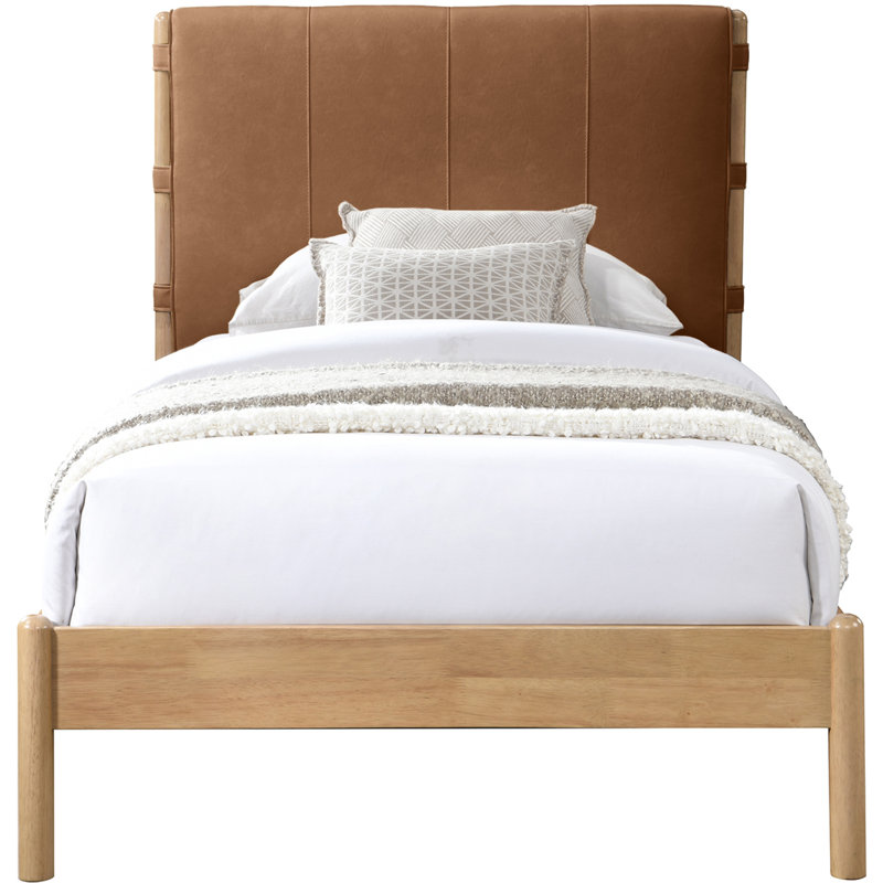 Abigail Vegan Leather Bed, Cognac Vegan Leather, Twin
