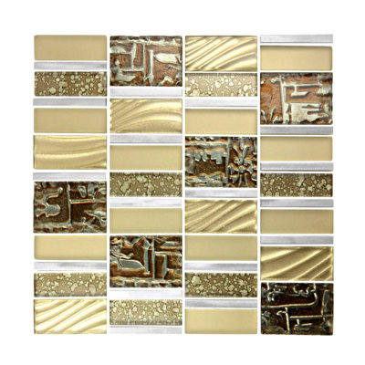 Imperial 1" x 3" Glass/Metal Random Mosaic Wall Tile