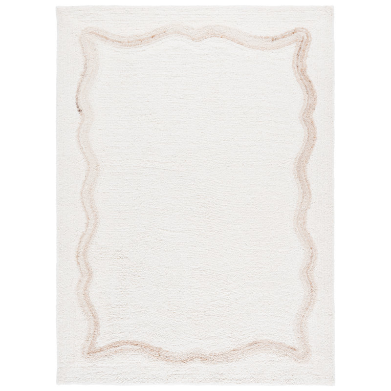 Tapis de couleur unie en coton touffeté à la main Casablanca, Rectangulaire 8 pi x 10 pi
