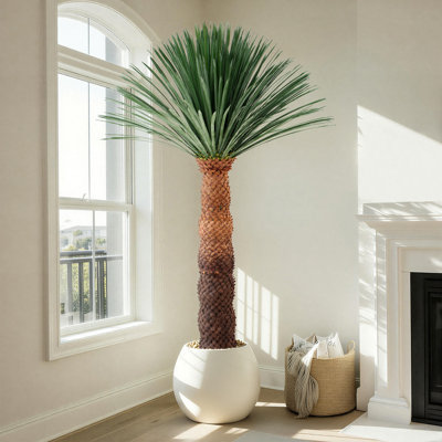 Arbre de présentation de 8,5 pi de hauteur en faux yucca rostrata, plante de yucca artificielle à bec avec 339 feuilles denses, pot de fleurs décoratif inclus pour la décoration commerciale du hall d'un hôtel