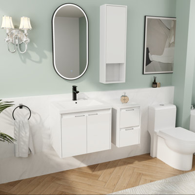 Ensemble de meuble-lavabo 48 po avec deux armoires de rangement et un lavabo simple