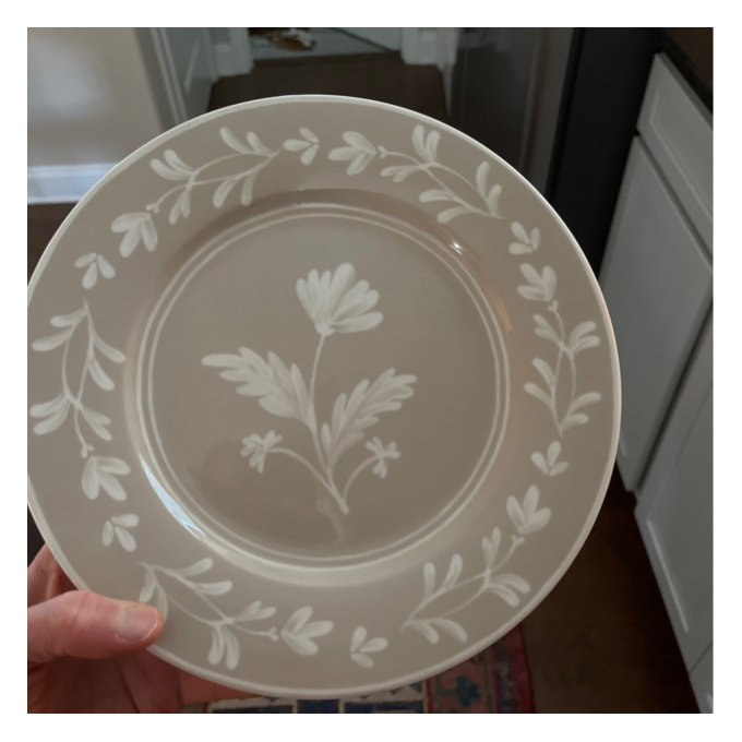 Martha Stewart Maiden Crown 12-Piece Sky Blue Dinnerware Set – Vegan Bone China Ceramic Plates & Bowls – Floral Design – Service for 4 – Microwave & Dishwasher Safe - Blue