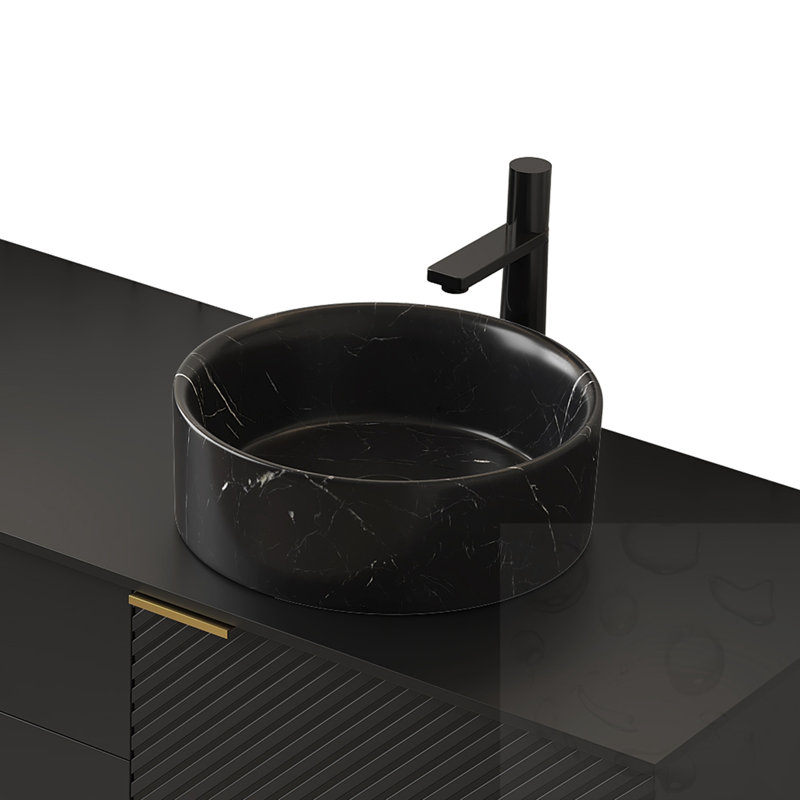 Lavabo de salle de bain circulaire en céramique, Matte Black