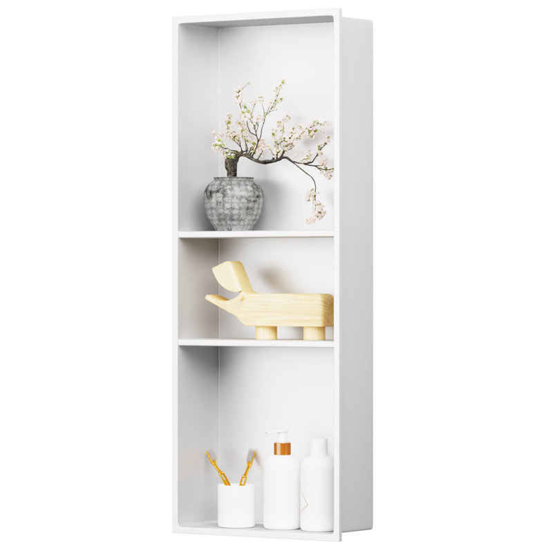 13 In. W X 31 In. H X 4 In. D Stainless Steel Triple Shower Niche Set Recessed Niche Shower For Bathroom Storage, White