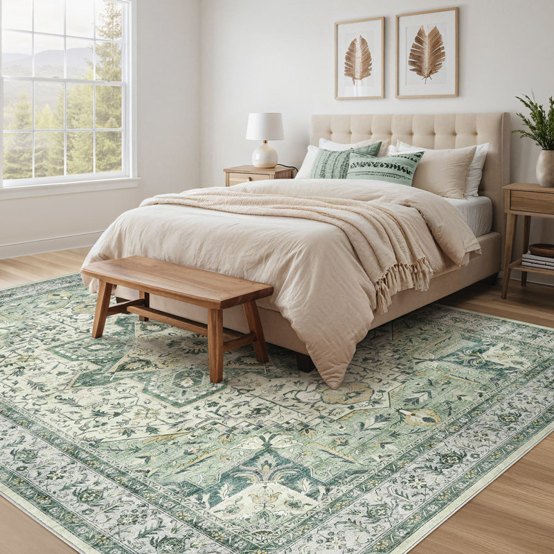     Adona Soft Washable Medallion Vintage Floral Area Rug for Living Room Bedroom Dining Room Lobby, Rectangle 10' x 14'