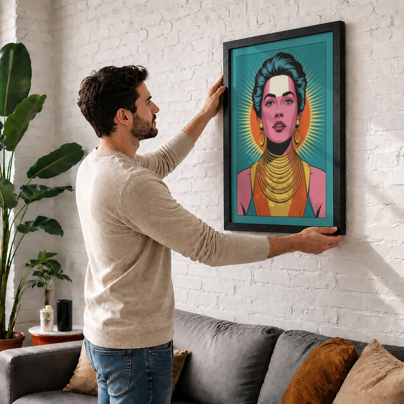 Radiant Gaze Pop Art - Print, A1 - 84.1 x 59.4 cm, Black
