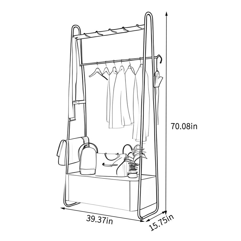 Armoire à manteau en acier inoxydable avec crochets