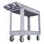 Chariot utilitaire, capacité de charge de 250 kg, chariot roulant à 2 niveaux avec roues pivotantes à 360° et roues fixes (2 freins), conception en plastique durable avec plateau de rangement, idéal pour le garage, l'entrepôt et l'atelier.