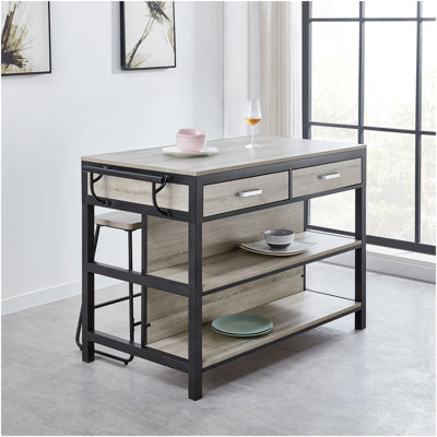 Carson - Table de cuisine de comptoir - Argent perle
