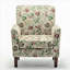 Chaise avec accoudoirs en mélange de polyester à motifs, structure en bois de bouleau massif avec pieds fuselés bruns, chaise d'appoint rembourrée de mousse avec garniture pour le bureau du salon