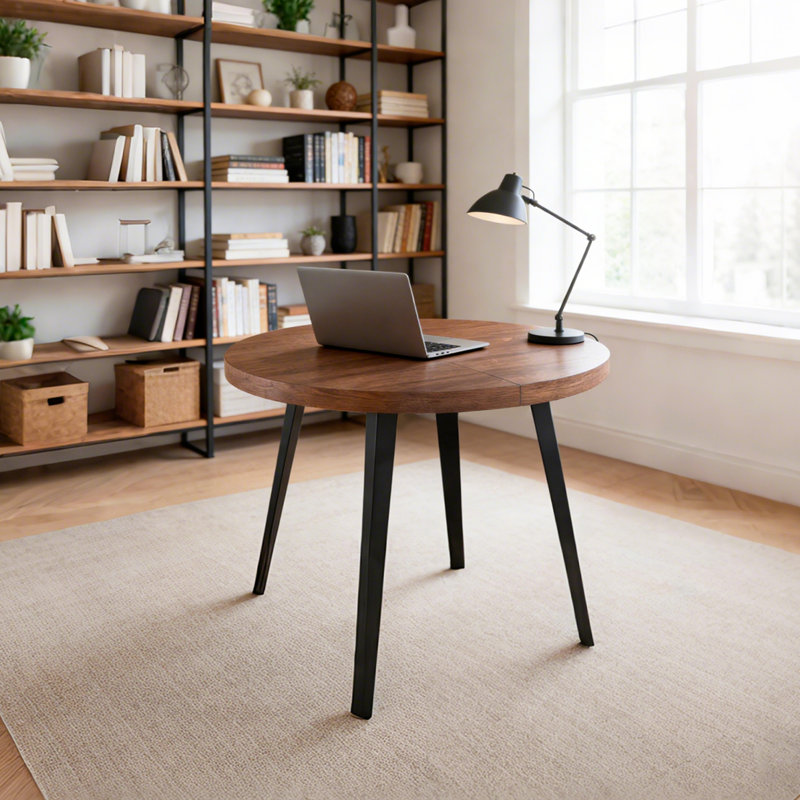 Vesta Extendable Folding Kitchen Dining Table, Brown, Black