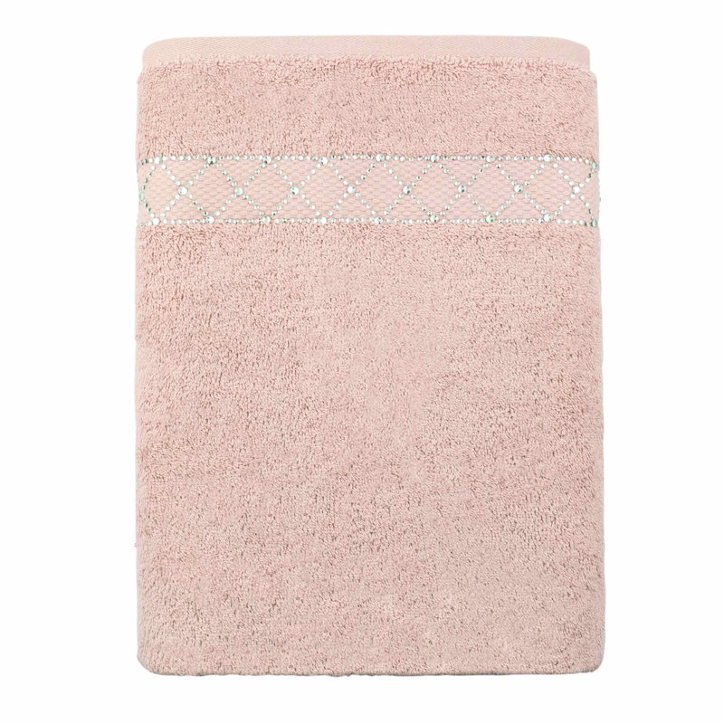 Serviette de bain Sparkles Home | Coton éponge | Verre strass | 54 po x 30 po | Luxueux, Rose