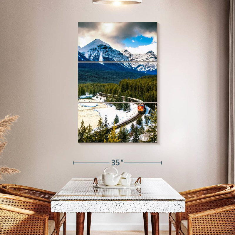Mehar Winter Train Through Banff, 50" H x 32" W