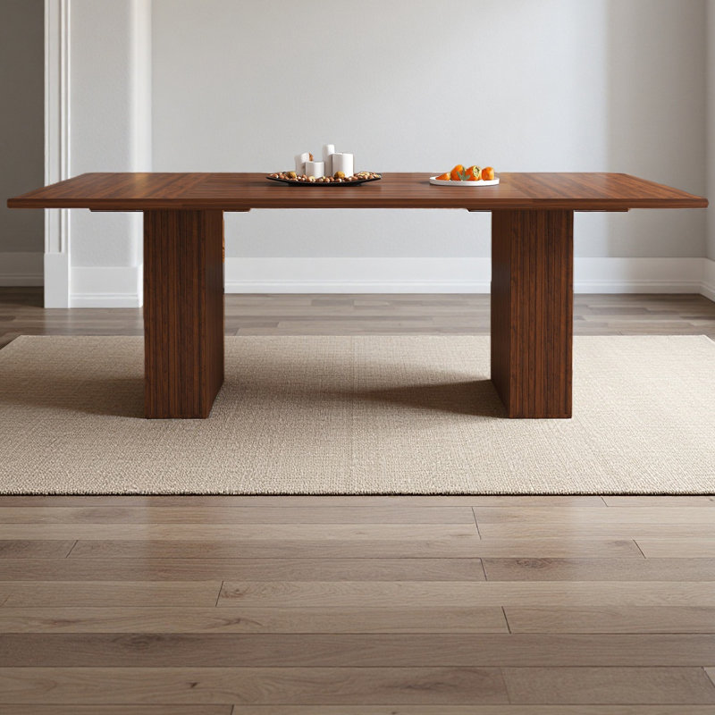 Table de salle à manger de 78 pouces de long avec base de rangement en placage de bois naturel, table de ferme rectangulaire en bois aggloméré pour 6 personnes, table de cuisine rustique moderne pour la salle à manger