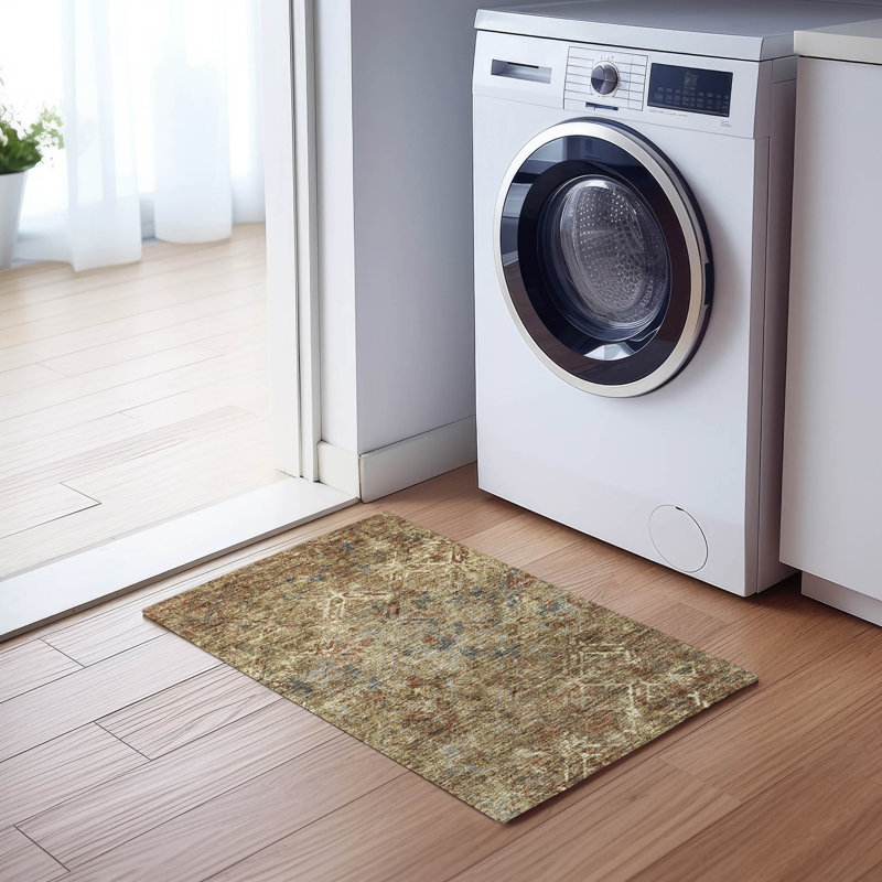 Tapis intérieur / extérieur lavable à la machine Mahaney ACN768 Sky, Rectangle 1 pi 8 po x 2 pi 6 po