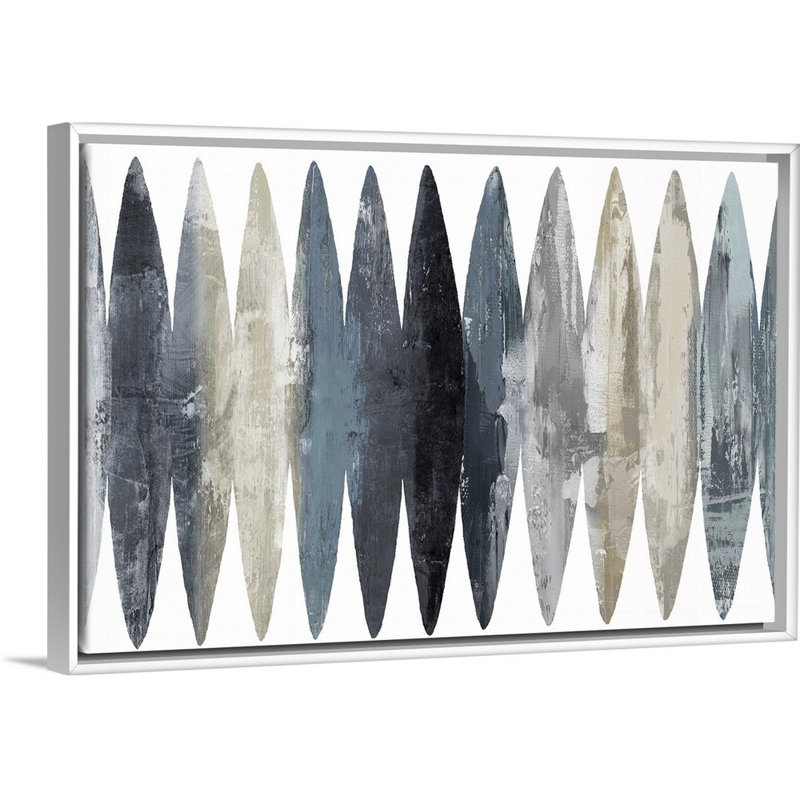 "Abstract Surfboard Gray" par David Moore - reproduction d'art sur toile, H 13,25 po x l 19,25 po, Toile avec cadre flottant