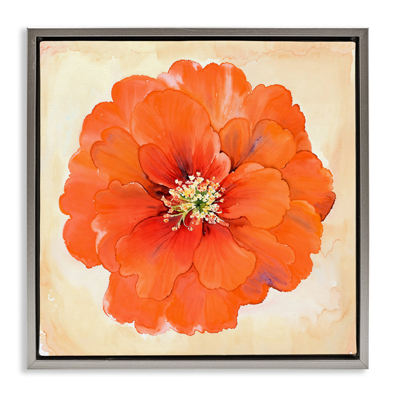 "Mixed Media Flowers", art mural encadré par Christine Zalewski, Cadre flottant gris lustré, H 25 po x l 25 po