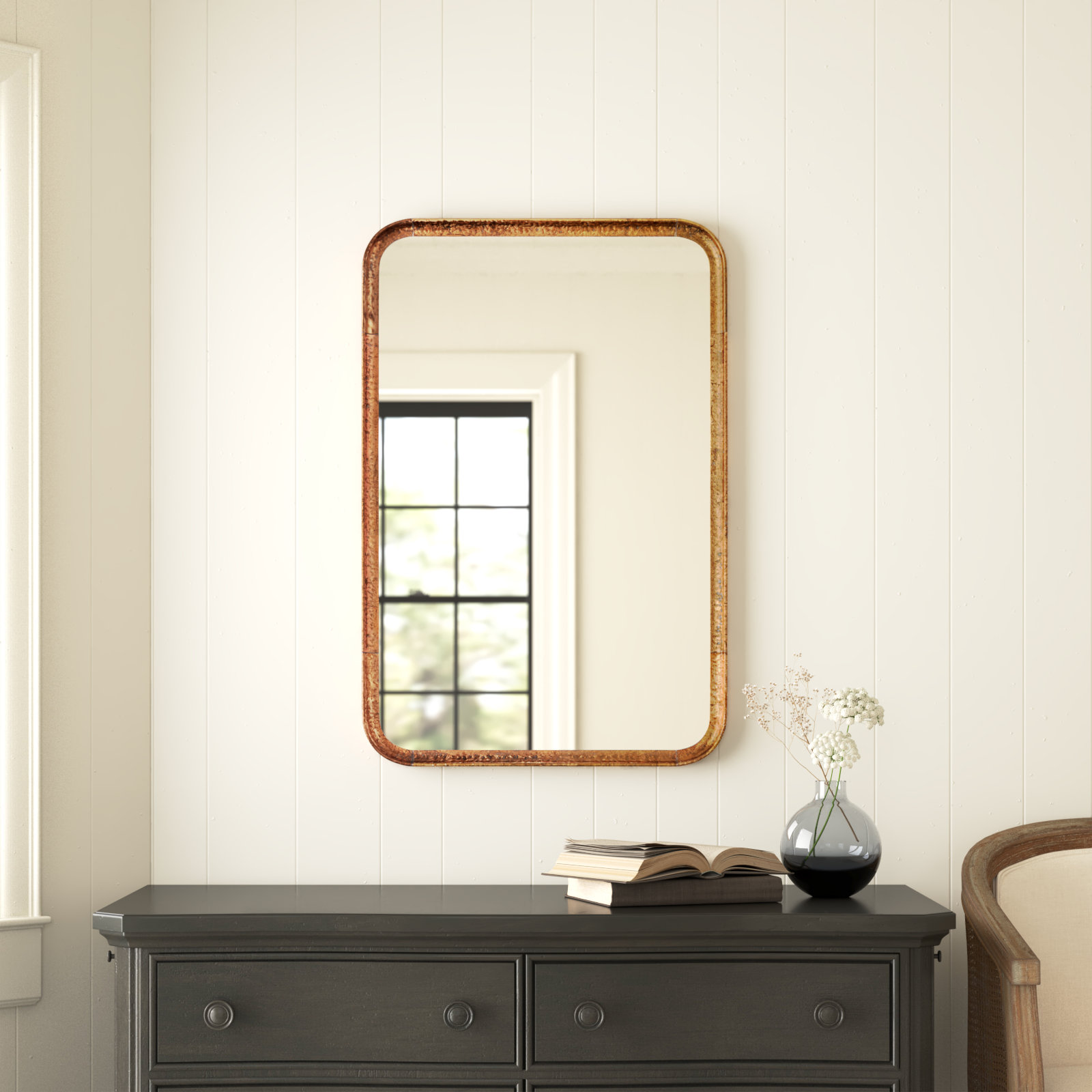 Principle Metal Wall Mirror, Gold