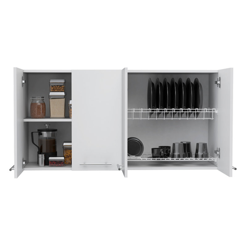 120 Kitchen Wall Cabinet With Dish Rack