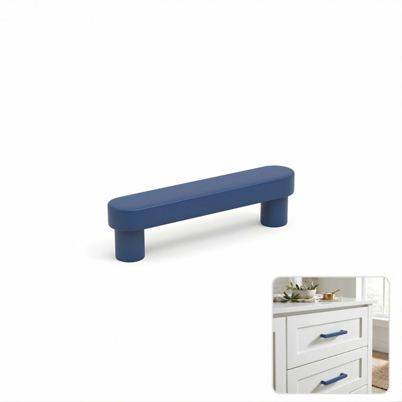 ROUS Hardware Mid-Century Modern Cabinet Handle 1-Count, 3.75", Polo (Navy Blue)