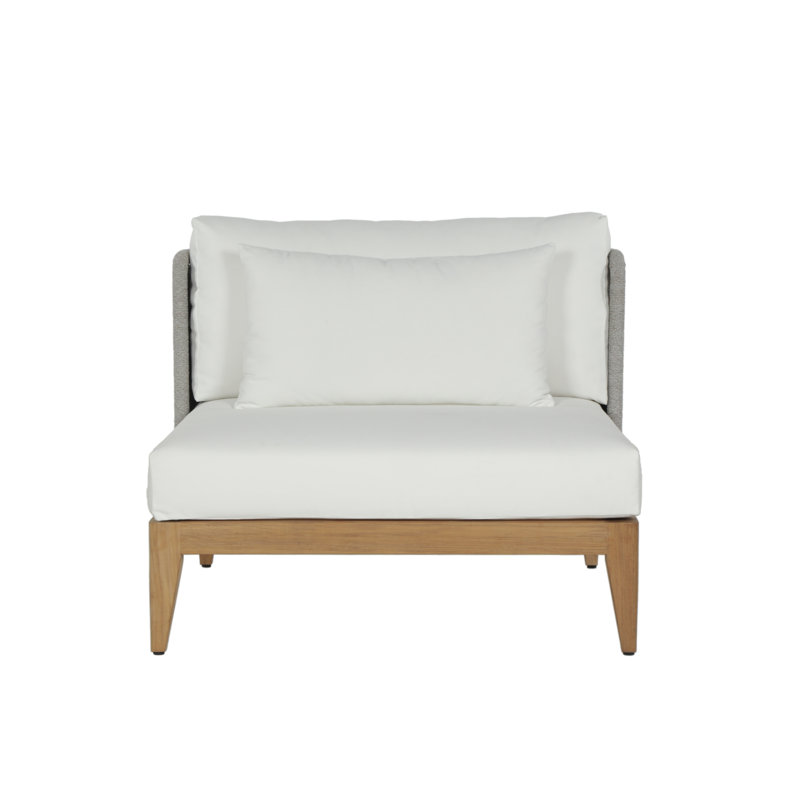 Ibiza Outdoor Teak Lounge Chair, Stinson White, Brown