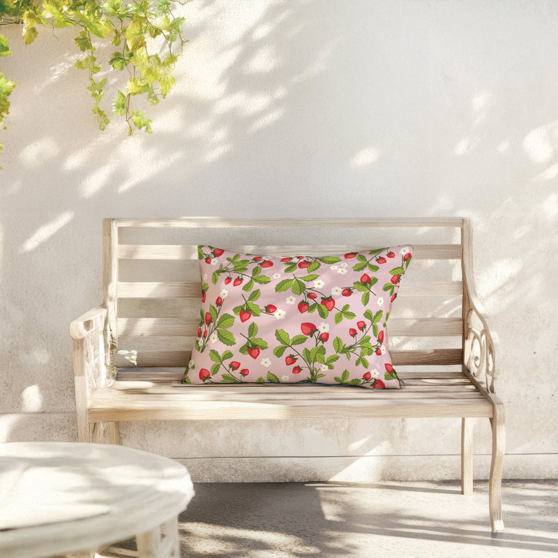 Coussin lombaire d'extérieur Strawberries Coastal, Rose