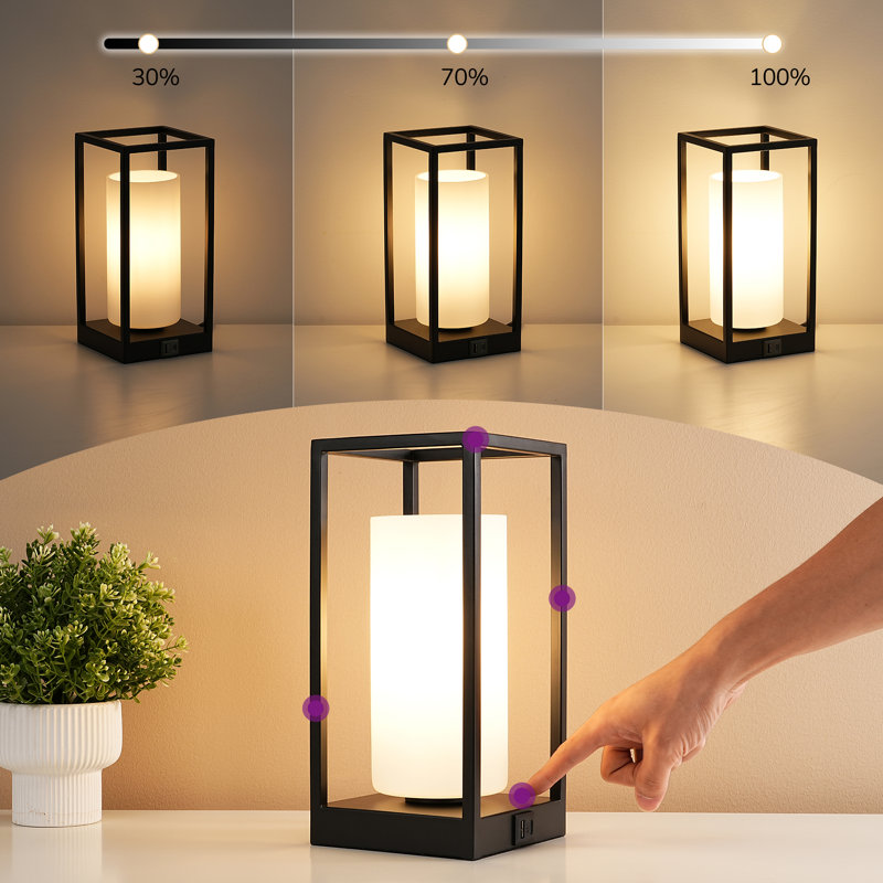 Dimmable Touch Control Table Lamp with USB Ports and Bulb Included