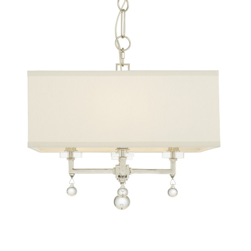 4 - Light Unique Chandelier with Crystal Accents, Polished Nickel