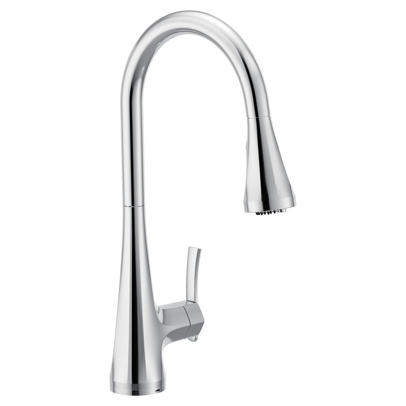 Chrome one-handle high arc pulldown kitchen faucet, Chrome