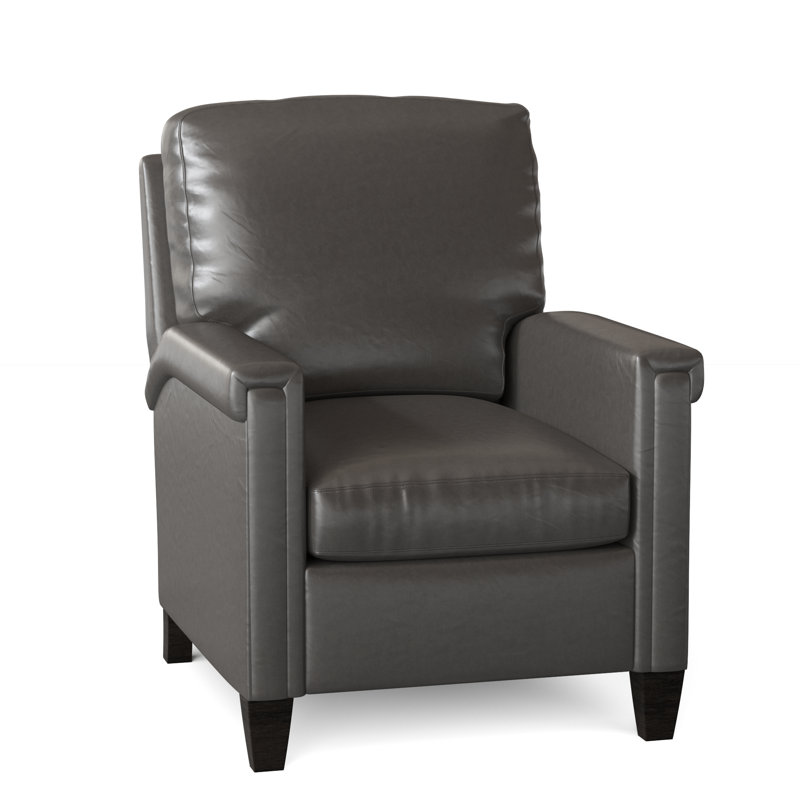 Kara 32" Wide Faux Leather Standard Recliner, Aline Light Gray Stonewash Genuine Leather, Cobblestone, Manual