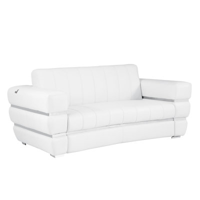 Siège en cuir rembourré de mousse avec bois franc et pieds en acier inoxydable pour chaise haute