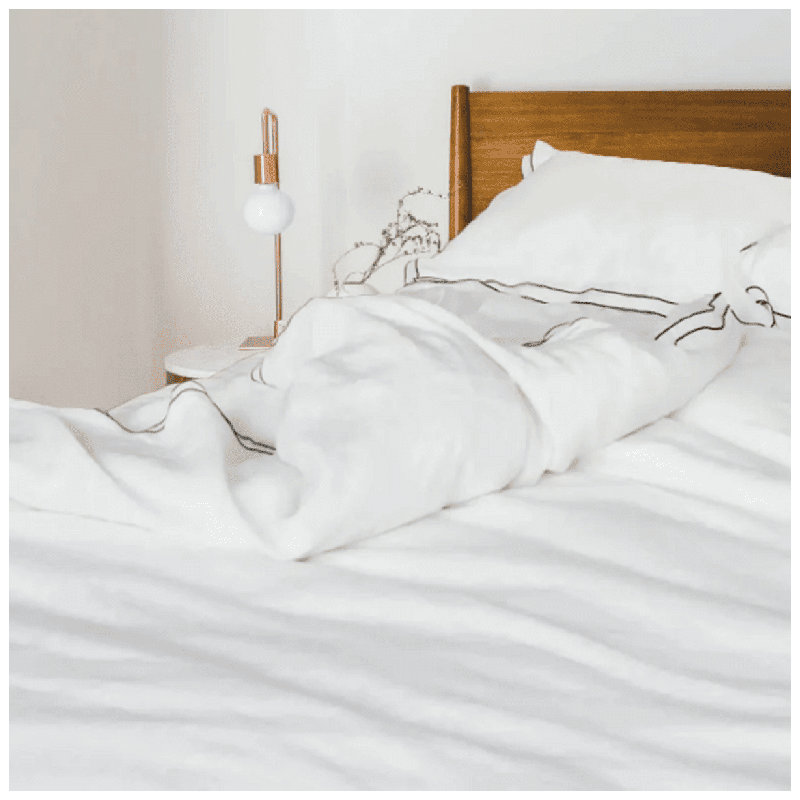 Ensemble de housse de couette en lin blanc à double bord brodé, Housse de couette pour très grand lit et 2 très , Noir