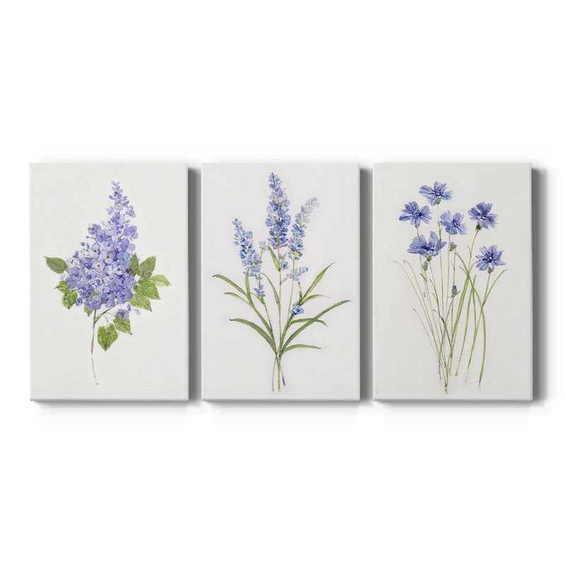 Lilas botanique délicat - Toile tendue sur mesure - 3 pièces, H 12 po x l 24 po