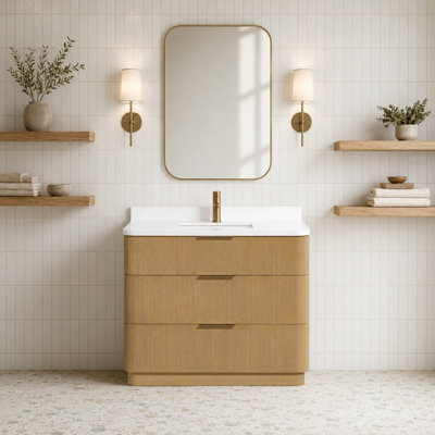 Meuble-lavabo simple en bois massif Calamigo