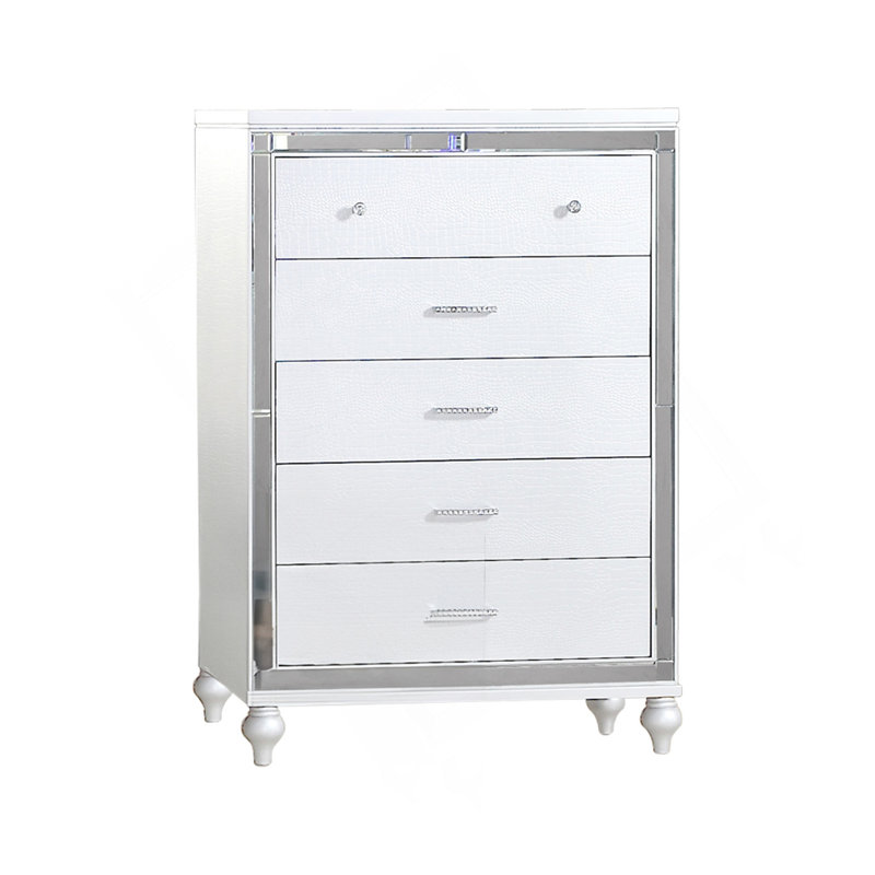 Commode 5 tiroirs Sterling, Blanc
