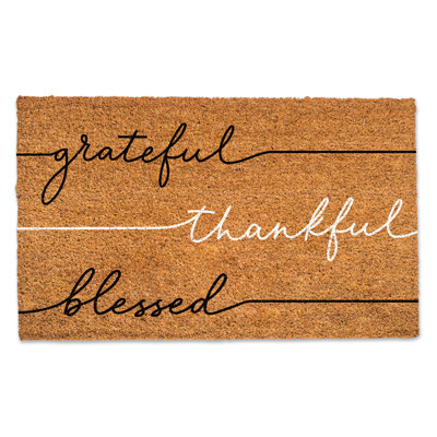 Grateful Thankful Blessed Coir Door Mat