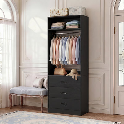 Freestanding Small 24" Closet System With 3 Wood Drawers
