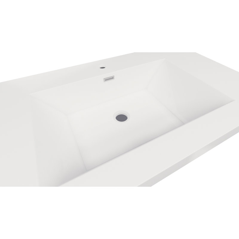 MEBO 36'' White Reinforced Acrylic Rectangular Bathroom Sink with Overflow