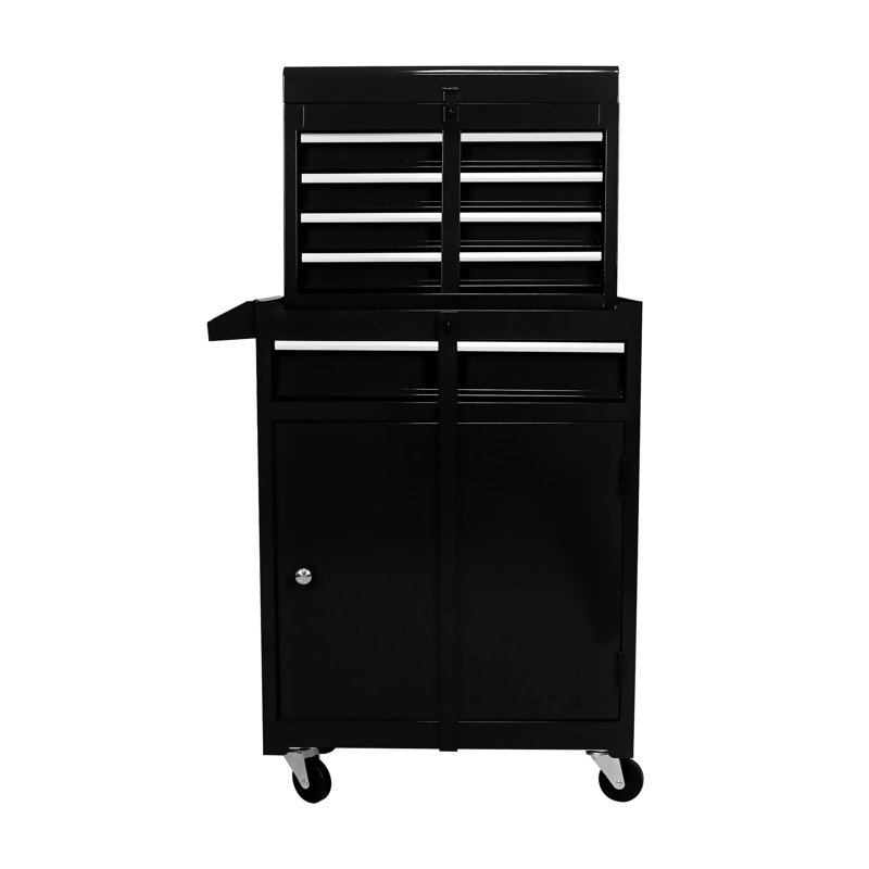 Rolling Metal Tool Cabinet With 5 Drawers & Detachable Top, Practical Design - Black Chest Bearing Slide, 15Kg Loading Capacity