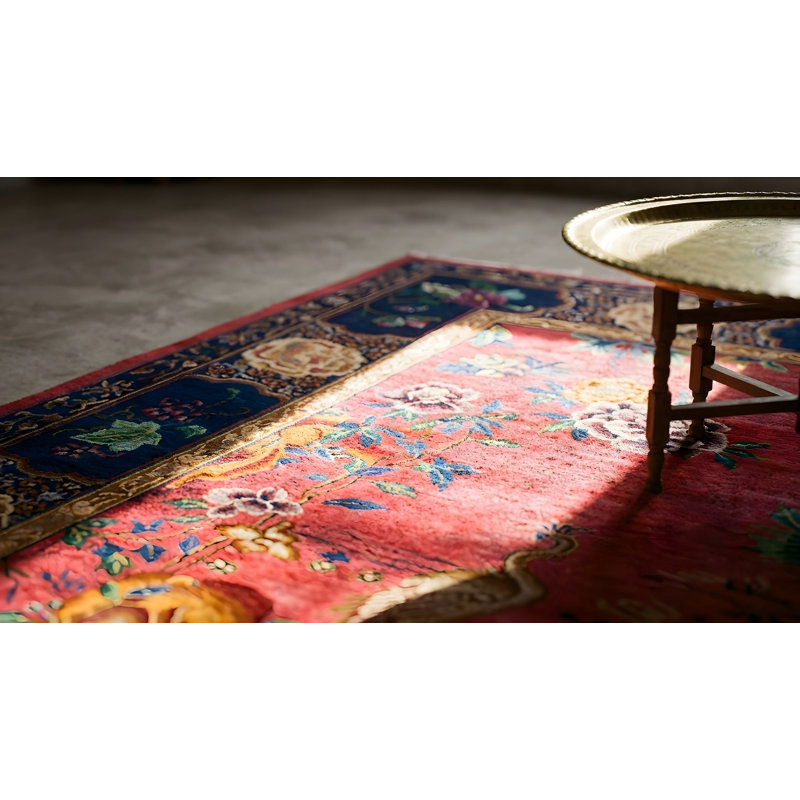Tapis antique noué à motif floral chinois Art Deco