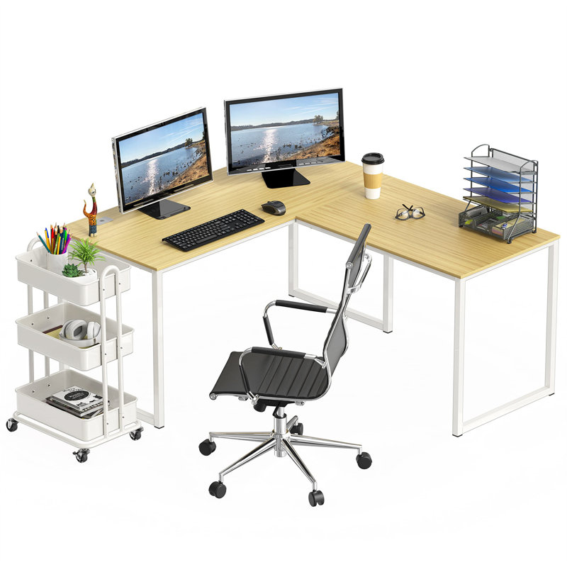 Bureau d'écriture en L Chaddie, Blanc, H 27,99 po x l 60 po