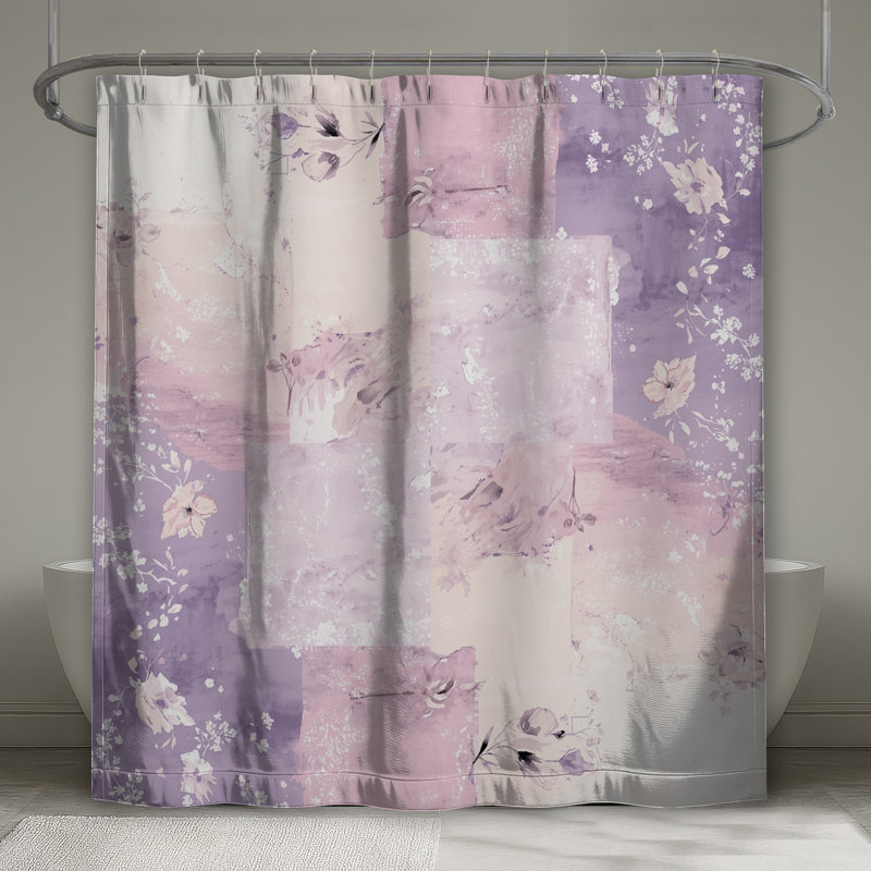 Rideaux de douche pastel à motif floral extra longs, L 70 po x H 72 po