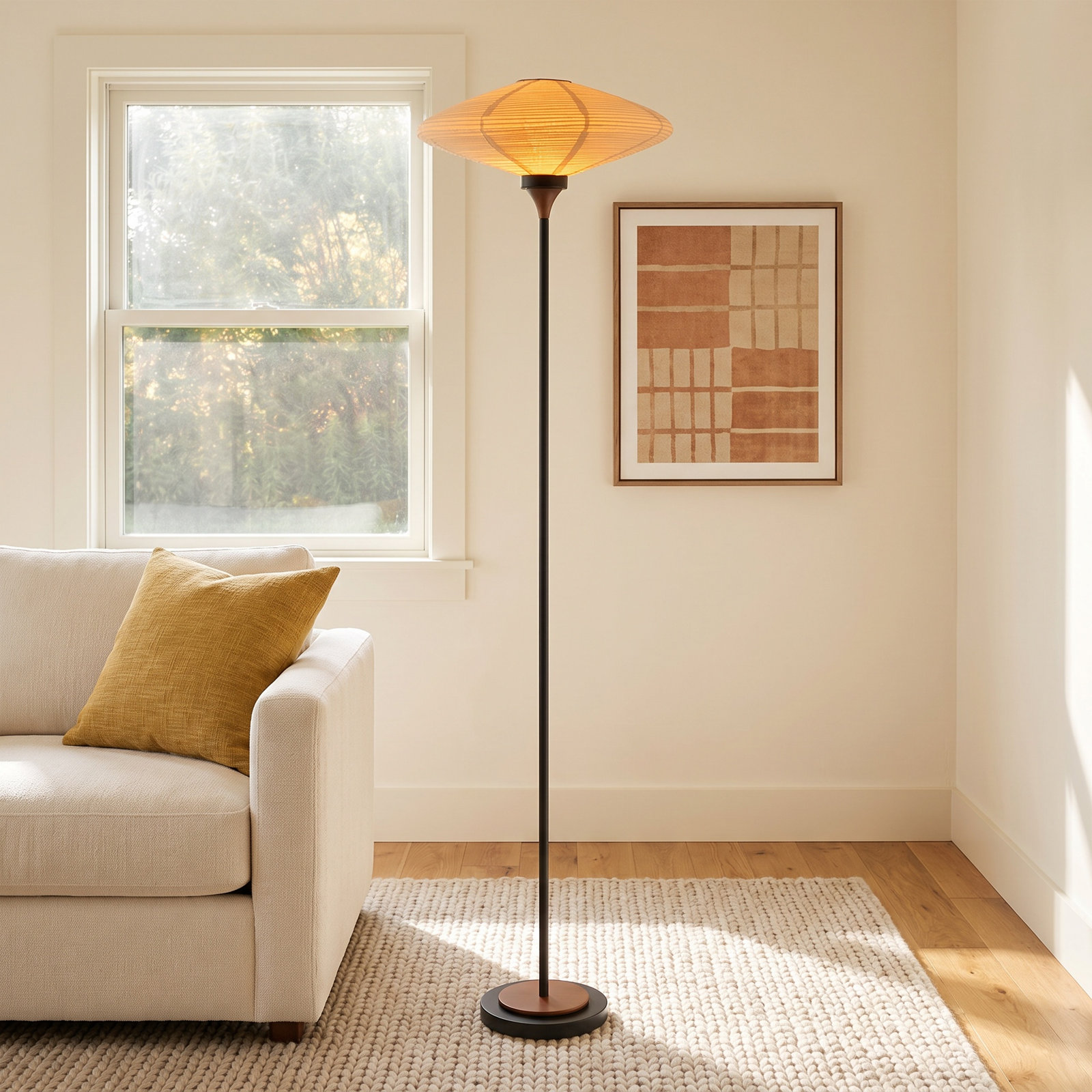 70" Dimmable Linen Floor Lamp