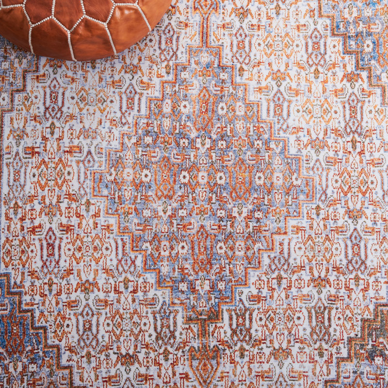 Ziebarth 166 M/W S/R Area Rug In Beige / Rust, Rectangle 3' x 5'