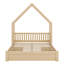 Lit plateforme grand en bois avec tête de lit garde-corps, 2 tiroirs et toit-656854543