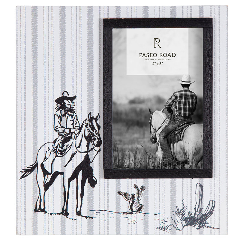 Cadre photo rustique western en bois de style ferme, 10 x 15 cm (4 x 6 pouces), style cowgirl, vie au ranch